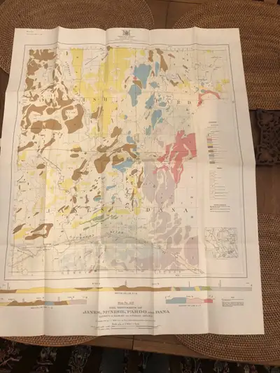 Vintage 1932 Districts Of Sudbury & Nipissing Ontario The Townships Of Janes, McNish, Pardo & Dana D...