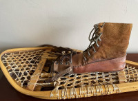 Vintage Snow Shoes 12"x42" and Genuine Leather Boots Size 9