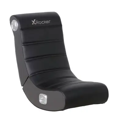 This floor rocker gaming chair is designed with an integrated 2.0 Wired Audio System with headrest m...