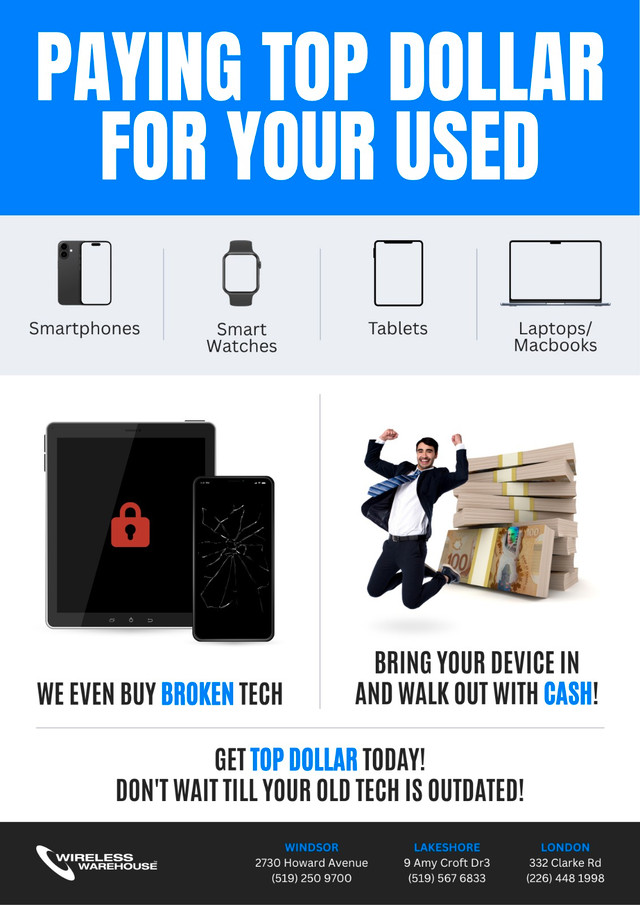  TURN YOUR USED TECH INTO CASH – INSTANTLY!  in Cell Phones in London