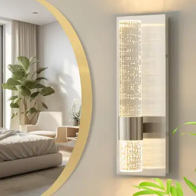 NEW Indoor LED Wall Sconce Bubble Crystal Wired Light (nickel), View more