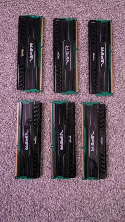 6 x 4GB DDR3 Patriot RAM Cards (1865 MHz) - $25 Selling six (6) used but fully functional RAM cards....