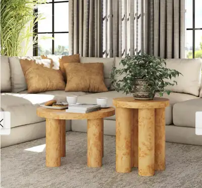 COZAYH Farmhouse Round Nesting Coffee Table Set of 2, View more