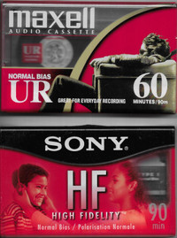 UNOPENED/UNUSED - MAXWELL UR60 & SONY HF 90 Audio Cassette Tapes