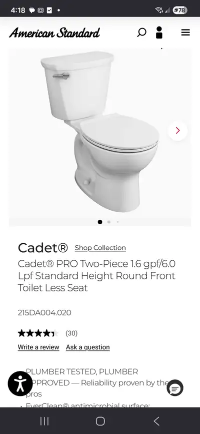 American Standard Cadet PRO Toilet, View more