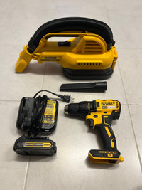 DEWALT Drill and Vacuum + 20v battery and charger