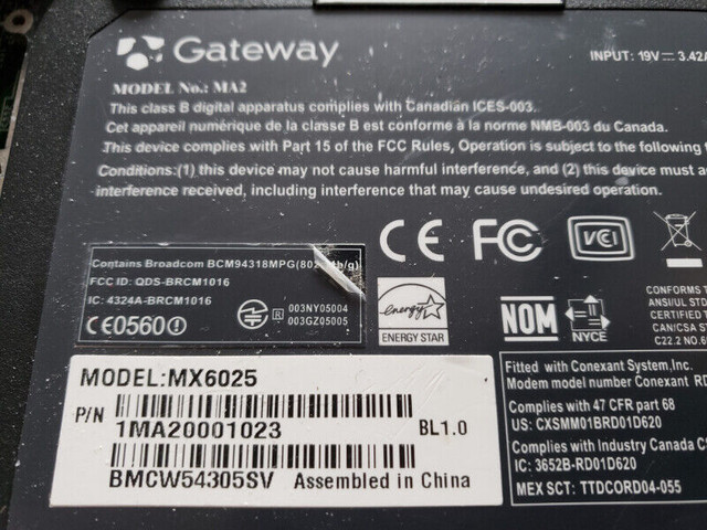 Gateway laptop computer part out screen key dvd door MA2 MX6025 in Laptops in Ottawa