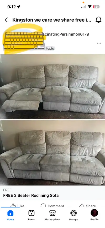 FREE recliningcouch, View more