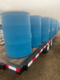 80 x 55 gallons, Removable lid plastic barrels. $50 each.
