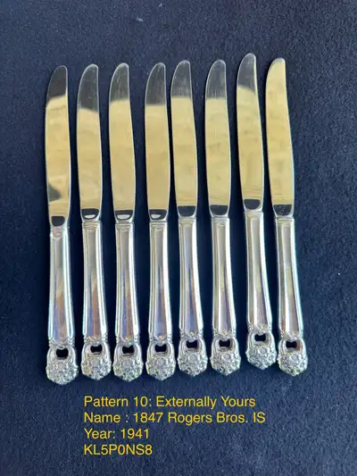 Pattern 10: Externally Yours Name : 1847 Rogers Bros. IS Year: 1941 Price for replacement $15 each d...