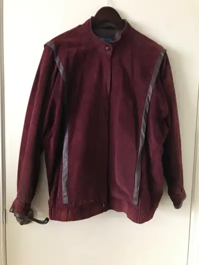 Manteau suède et cuir bourgogne Vintage, View more