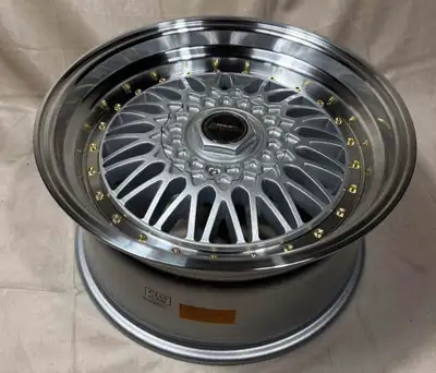 All Brand new in boxes All 4 wheels Made by: A LINE Model: Villain Artic silver machine lip BBS RS S...