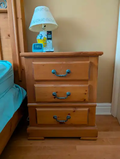 Pair of Solid Pine 3-Drawer Nightstands, View more