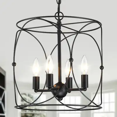 Untrammelife 4-Light Black Chandelier Pendant, View more
