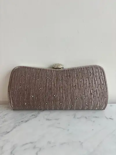 Mocha clutch bag with rhinestones, View more