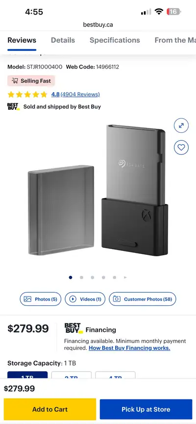 Disque dur externe Seagate 1TB pour Xbox (officiel), View more