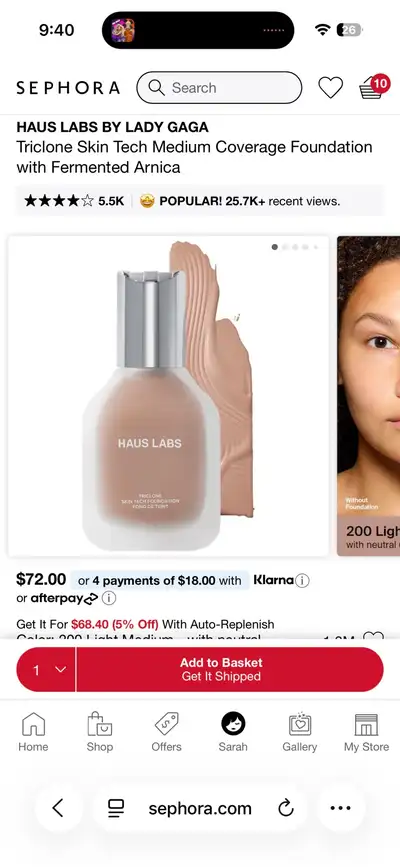 BNIB Haus Labs Triclone Foundation, 200 light medium neutral, View more