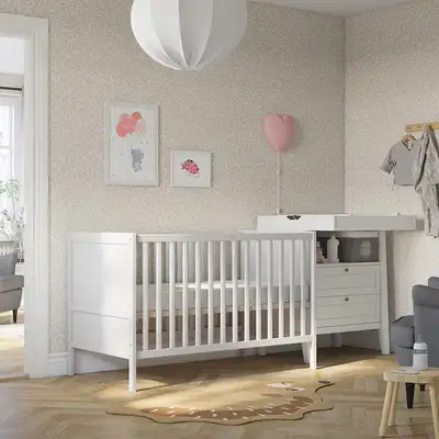 Brand NEW in ORIGINAL Ikea FLATSHIP PACKAGING. Never assembled or used. Ikea Sundvik Crib White. Cri...