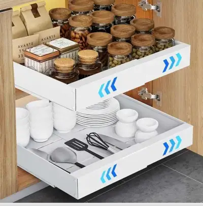 Expandable Pull Out Cabinet Organizer-Brand New – Black or White, View more