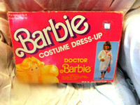 1983 BARBIE DOLL GIRL DR  COSTUME, MEDICAL KIT,SHOES, BOX