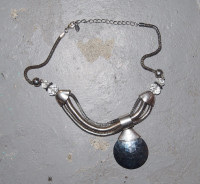 $20 Aldo chrome metal silver tone chunky necklace pendant