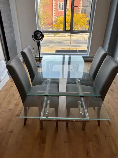 Extendable Dining Room Table + 4 Chairs, View more