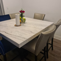Dinner marble table with 6 chairs