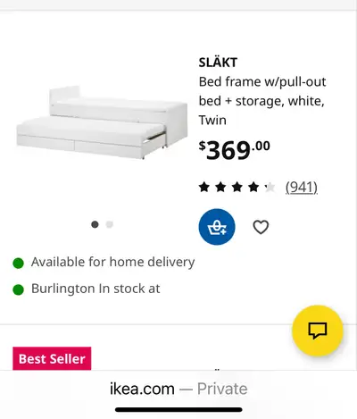 IKEA  SLAKT bed frame w\ pull out bed + storage white / twin, View more