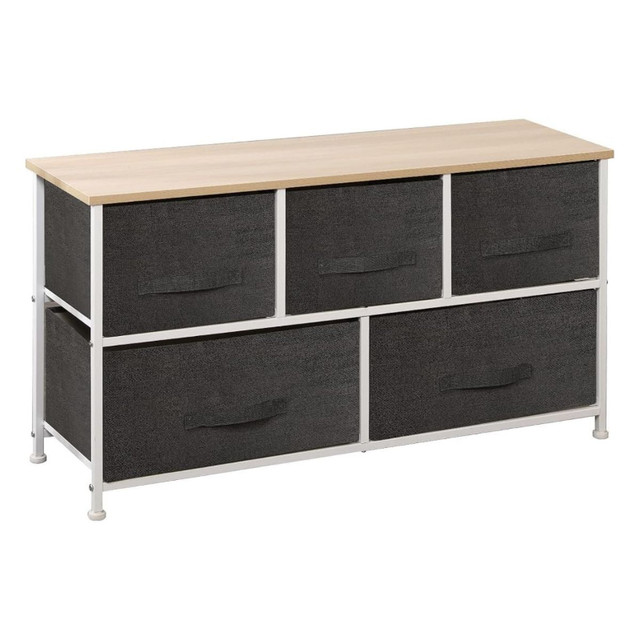 New Dresser • 5 Grey Fabric Bins, Steel Frame, Wood Top in Dressers & Wardrobes in Barrie