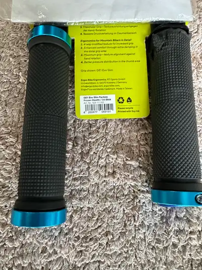 Mountain Bike Slim Grips with blue accents, View more