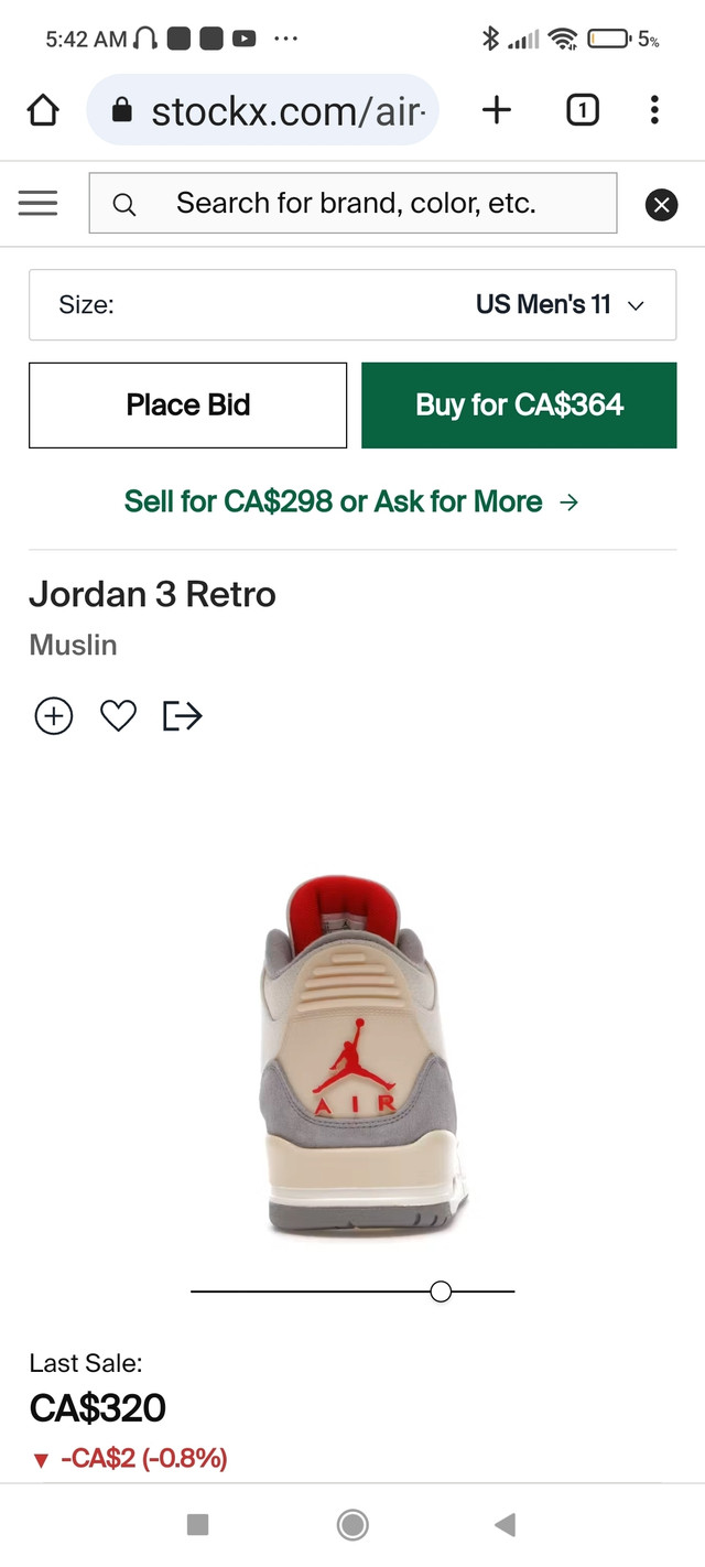 Jordan 1 muslin size 11  dans Chaussures pour hommes  à Ville de Montréal - Image 2