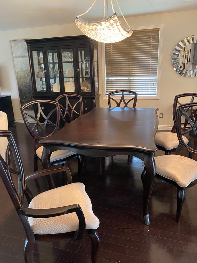 Dining room table and 6 chairs and matching hutch. Espresso. | Dining Tables  & Sets | Windsor Region | Kijiji