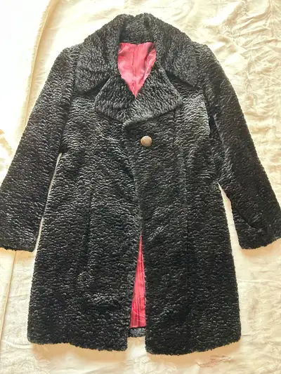Vintage curly faux fur short coat for sale, View more