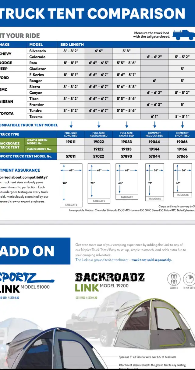 Napier Backroadz Truck Tent in Fishing, Camping & Outdoors in Sarnia - Image 3