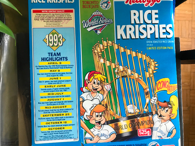 Toronto Blue Jays 1993 world series limted edition cereal box in Arts & Collectibles in City of Toronto