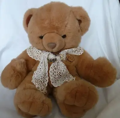 Bought from JC Penney in the 1980s, Penny has a fancy white tatting scarf with a metal clasp and her...