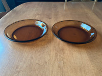 Pair of Vintage Anchor Hocking Amber 9-Inch Pie Plates 460