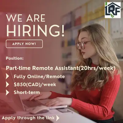 Part-time Remote/Virtual Operations Assistant 850cad/week 20hrs, View more