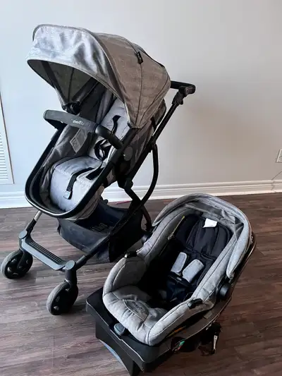 Evenflo Omni Plus Stroller & Bassinet with LiteMax Sport Infant Car Seat - Grey Grey Evenflo Pivot X...