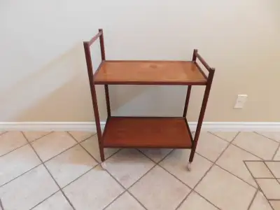Vintage MCM Danish Teak Bar Cart, Tea Cart/Service Trolley, View more