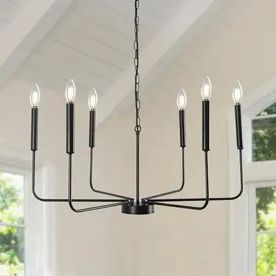 New Large 30" Rustic Farmhouse 6-Light Metal Pendant Chandelier, View more