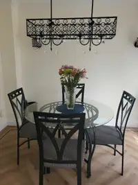 Round glass dining table set