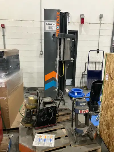 Older wrapping machine with turntable and scale currently not working and has been replaced with new...