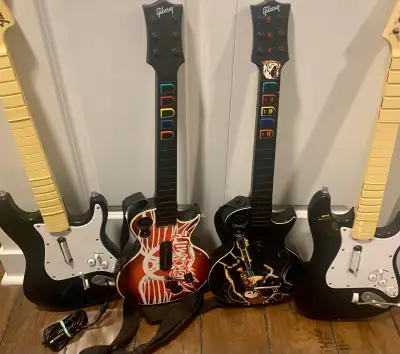 Selling my XBOX 360 Wired / Wireless Guitar Hero Controllers! The Wired and wireless models are 85$...
