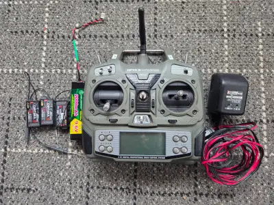 USED RC Hitec 2.4 Ghz Optic 6 Transmitter with extra's, View more