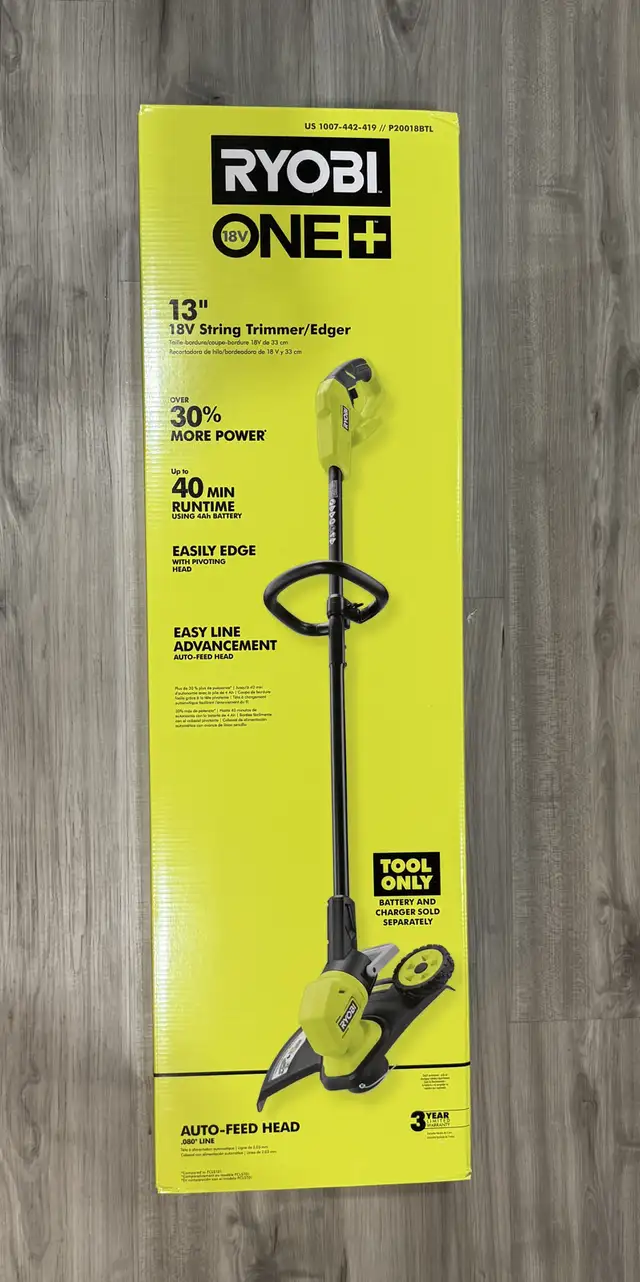 RYOBI 18V ONE+ 13-inch Cordless Battery String Trimmer/Edger in Power Tools in Calgary - Image 2