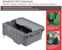 ATTACHED LID CONTAINERS. ROUND TRIP BINS. PLASTIC BINS WITH LID
