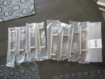 8 Cabinet Drawer / Door Pulls, Hardware Brass Finish 3 3/4" NEW, View more