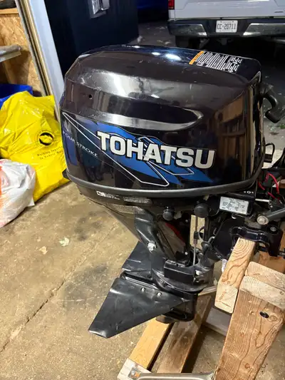 Reliable 2012 Tohatsu 8 HP four-stroke outboard. This engine is a short shaft model with a manual pu...