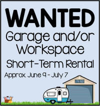 Short Term Garage/Workspace to Rent: June 9 - July 7